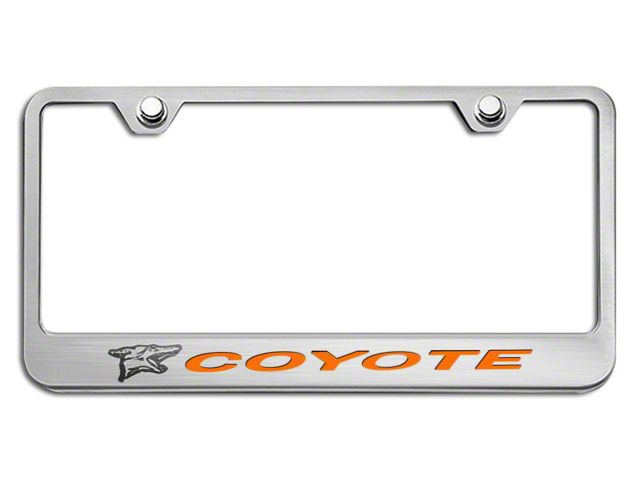 License Plate Frame with Coyote Logo; Orange Fury Inlay (Universal; Some Adaptation May Be Required)