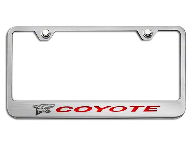 License Plate Frame with Coyote Logo; Bright Red Inlay Solid (Universal; Some Adaptation May Be Required)