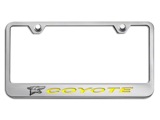 License Plate Frame with Coyote Logo; Solid Yellow Inlay (Universal; Some Adaptation May Be Required)