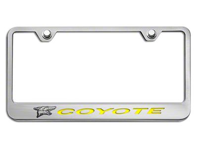 License Plate Frame with Coyote Logo; Yellow Inlay Solid (Universal; Some Adaptation May Be Required)