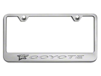 License Plate Frame with Coyote Logo; White Carbon Fiber Inlay (Universal; Some Adaptation May Be Required)