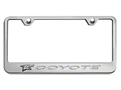 License Plate Frame with Coyote Logo; White Carbon Fiber Inlay (Universal; Some Adaptation May Be Required)