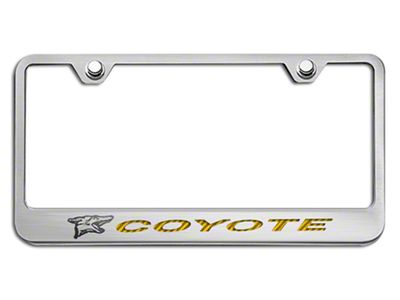 License Plate Frame with Coyote Logo; Yellow Carbon Fiber Inlay (Universal; Some Adaptation May Be Required)