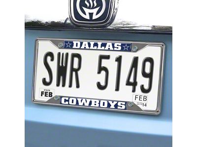 License Plate Frame with Dallas Cowboys Logo; Navy (Universal; Some Adaptation May Be Required)