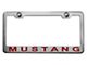 License Plate Frame with Red Carbon Fiber 2005 Style Mustang Lettering; Polished/Brushed (Universal; Some Adaptation May Be Required)