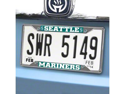 License Plate Frame with Seattle Mariners Logo; Teal (Universal; Some Adaptation May Be Required)
