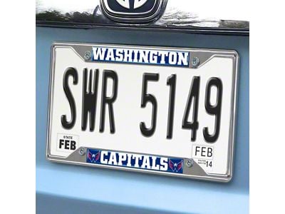License Plate Frame with Washington Capitals Logo; Blue (Universal; Some Adaptation May Be Required)