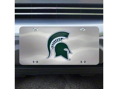 License Plate with Michigan State University Logo; Stainless Steel (Universal; Some Adaptation May Be Required)