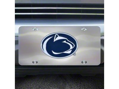 License Plate with Penn State University Logo; Stainless Steel (Universal; Some Adaptation May Be Required)