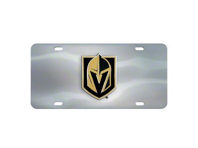 License Plate with Vegas Golden Knights Logo; Stainless Steel (Universal; Some Adaptation May Be Required)