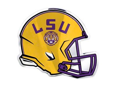 LSU Embossed Helmet Emblem; Purple and Yellow (Universal; Some Adaptation May Be Required)