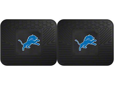 Molded Rear Floor Mats with Detroit Lions Logo (Universal; Some Adaptation May Be Required)