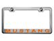 Polished/Brushed License Plate Frame with Orange Fury 2005 Style Mustang Lettering (Universal; Some Adaptation May Be Required)