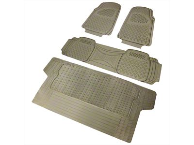 PVC Rubber Front, Rear and Cargo Floor Mats; Beige (Universal; Some Adaptation May Be Required)