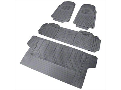 PVC Rubber Front, Rear and Cargo Floor Mats; Gray (Universal; Some Adaptation May Be Required)