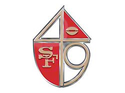 San Francisco 49ers Embossed Emblem; Red and Gold (Universal; Some Adaptation May Be Required)