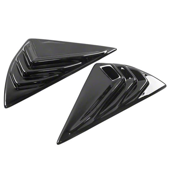 Gloss Black Rear Side Quarter Window Louvers For 2010-2014 Ford Mustang Coupe
