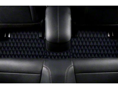 Single Layer Diamond Front and Rear Floor Mats; Black and Black Stitching (21-25 Mustang Mach-E)