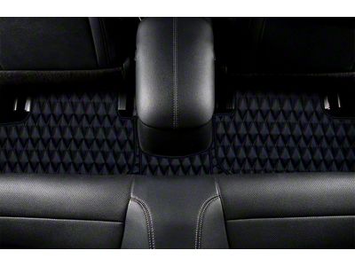 Single Layer Diamond Front and Rear Floor Mats; Black and Black Stitching (21-23 Mustang Mach-E)