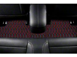 Single Layer Diamond Front and Rear Floor Mats; Black and Red Stitching (21-25 Mustang Mach-E)