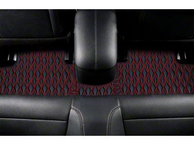Single Layer Diamond Front and Rear Floor Mats; Black and Red Stitching (21-25 Mustang Mach-E)