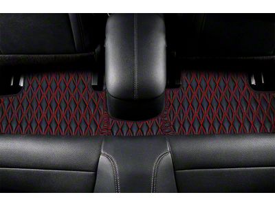 Single Layer Diamond Front and Rear Floor Mats; Black and Red Stitching (21-24 Mustang Mach-E)