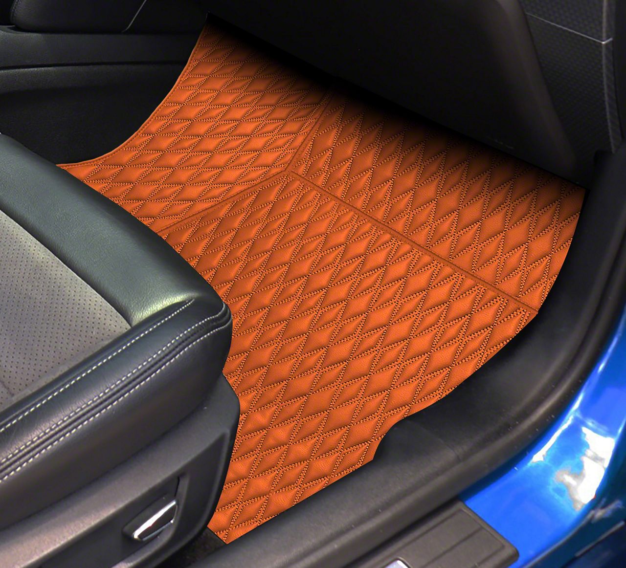 Single Layer Diamond Front and Rear Floor Mats Full Orange 21 25 Mustang Mach E