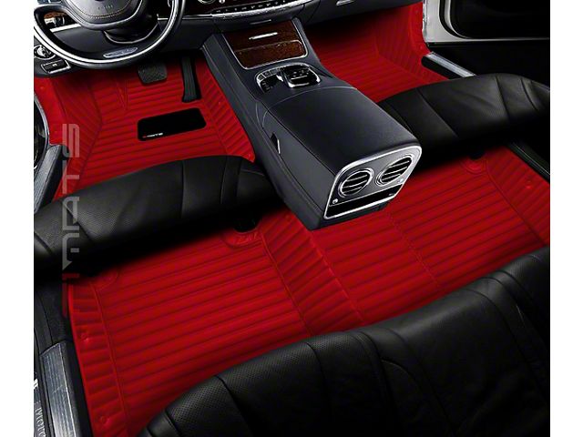 Single Layer Stripe Front and Rear Floor Mats; Full Red (21-24 Mustang Mach-E)