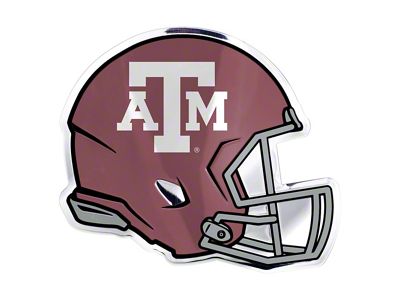 Texas A&M University Embossed Helmet Emblem; Maroon (Universal; Some Adaptation May Be Required)
