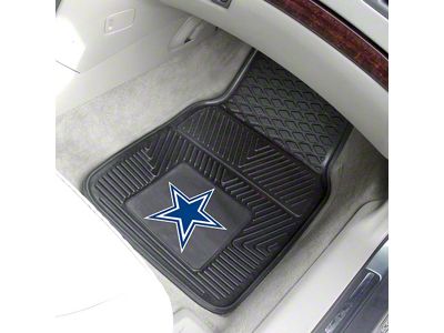 Vinyl Front Floor Mats with Dallas Cowboys Logo; Black (Universal; Some Adaptation May Be Required)