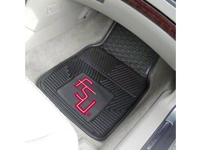Vinyl Front Floor Mats with Florida State University Logo; Black (Universal; Some Adaptation May Be Required)