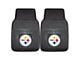 Vinyl Front Floor Mats with Pittsburgh Steelers Logo; Black (Universal; Some Adaptation May Be Required)
