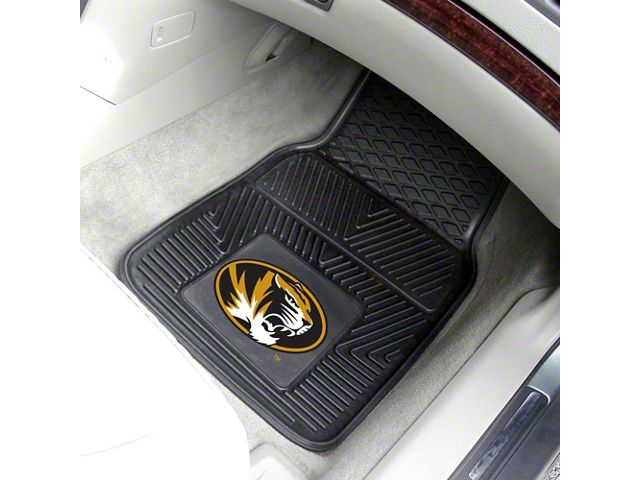 Vinyl Front Floor Mats with University of Missouri Logo; Black (Universal; Some Adaptation May Be Required)