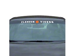 Windshield Decal with Clemson University Logo; White (Universal; Some Adaptation May Be Required)