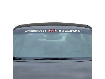 Windshield Decal with Mississippi State University Logo; White (Universal; Some Adaptation May Be Required)