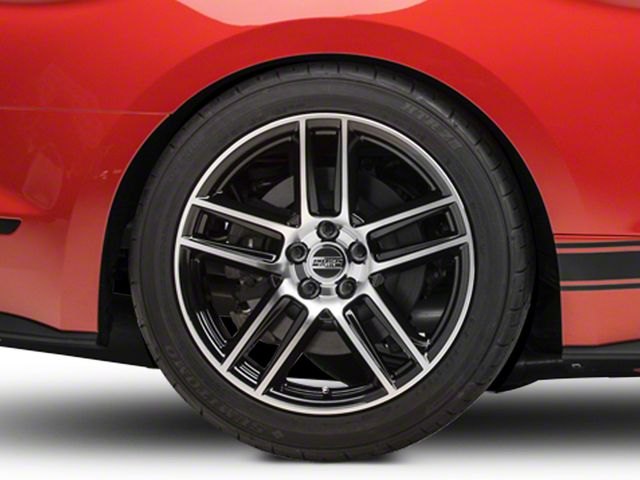 Laguna Seca Style Gloss Black Machined Wheel; Rear Only; 19x10 (15-23 Mustang GT, EcoBoost, V6)