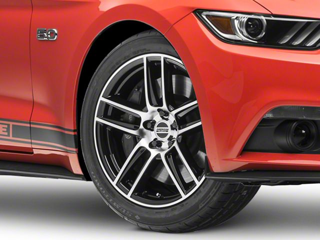 Laguna Seca Style Gloss Black Machined Wheel; 19x9 (15-23 Mustang GT, EcoBoost, V6)