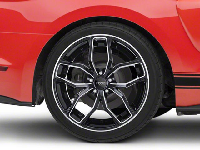 Foose Outcast Gloss Black Machined Wheel; Rear Only; 20x10 (15-23 Mustang GT, EcoBoost, V6)