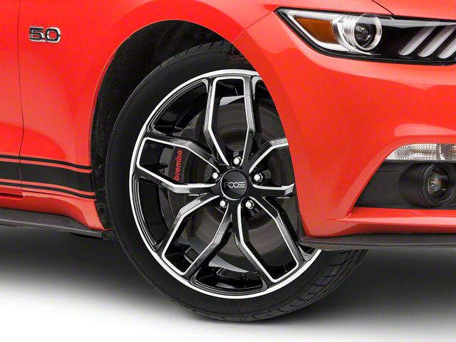 Foose Outcast Gloss Black Machined Wheel; 20x8.5 (15-23 Mustang GT, EcoBoost, V6)