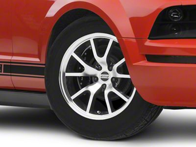 FR500 Style Gloss Black Machined Wheel; 17x9; 30mm Offset (05-09 Mustang GT, V6)