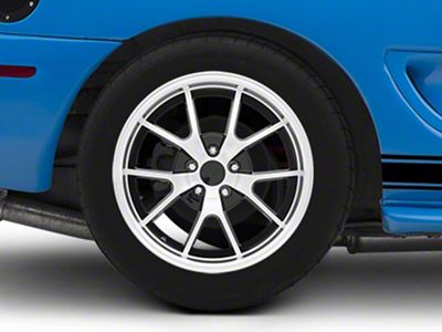 Deep Dish FR500 Style Gloss Black Machined Wheel; Rear Only; 18x10; 22mm Offset (94-98 Mustang)