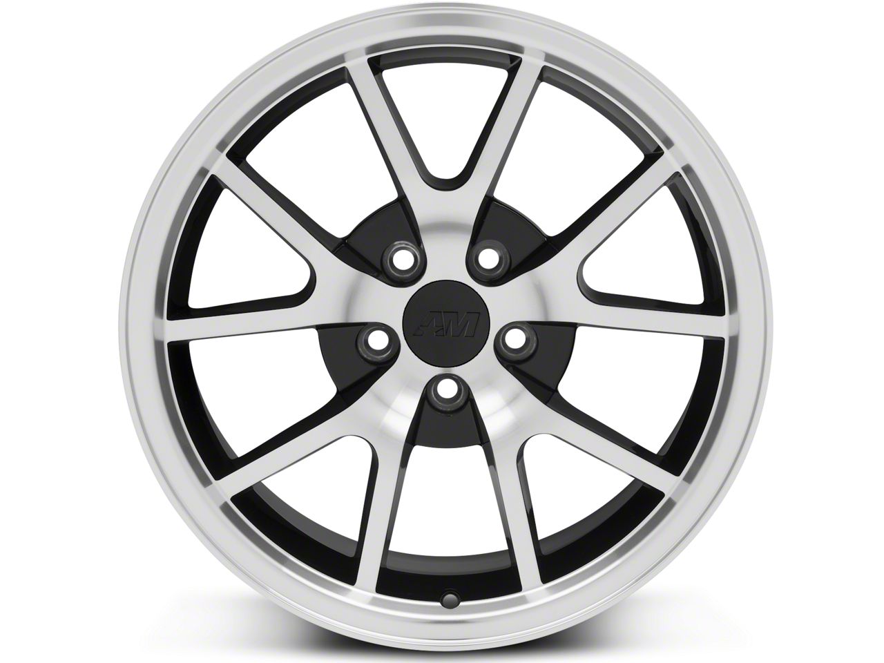 Mustang FR500 Style Gloss Black Machined Wheel; 18x9; 30mm