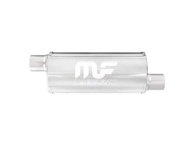 Magnaflow 6-Inch Round Offset/Offset Straight-Through Performance Muffler; 2.50-Inch Inlet/2.50-Inch Outlet (Universal; Some Adaptation May Be Required)