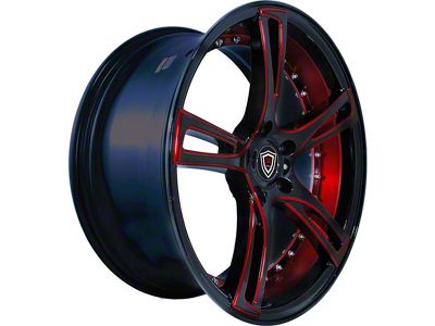 Marquee Wheels M3247 Gloss Black with Red Milled Accents Wheel; Rear Only; 20x10.5 (06-10 RWD Charger)