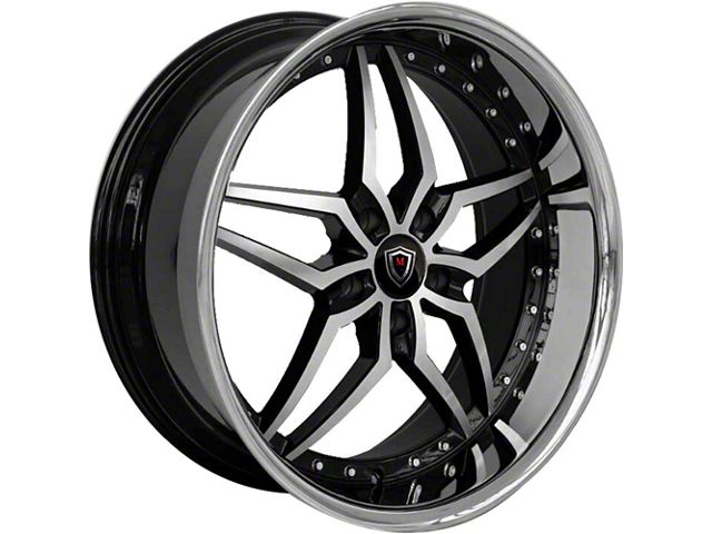 Marquee Wheels M5331A Gloss Black Machined with Stainless Lip Wheel; Rear Only; 20x10.5 (06-10 RWD Charger)