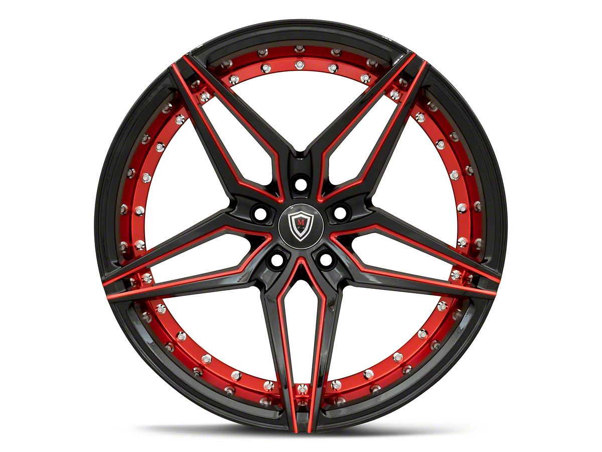 Marquee Wheels Charger MR3259 Gloss Black with Red Milled Accents 
