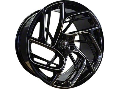 Marquee Wheels M1002 Gloss Black Milled Wheel; 20x9; 15mm Offset (08-23 RWD Challenger)