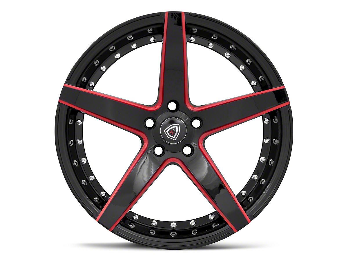 Marquee Wheels Challenger M3226 Gloss Black with Red Milled 