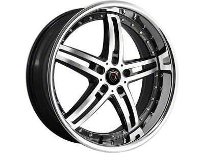 Marquee Wheels M5329 Gloss Black Machined with Stainless Lip Wheel; Rear Only; 20x10.5 (08-23 RWD Challenger)