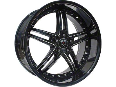 Marquee Wheels M5329 Gloss Black Milled Wheel; Rear Only; 20x10.5; 38mm Offset (08-23 RWD Challenger)
